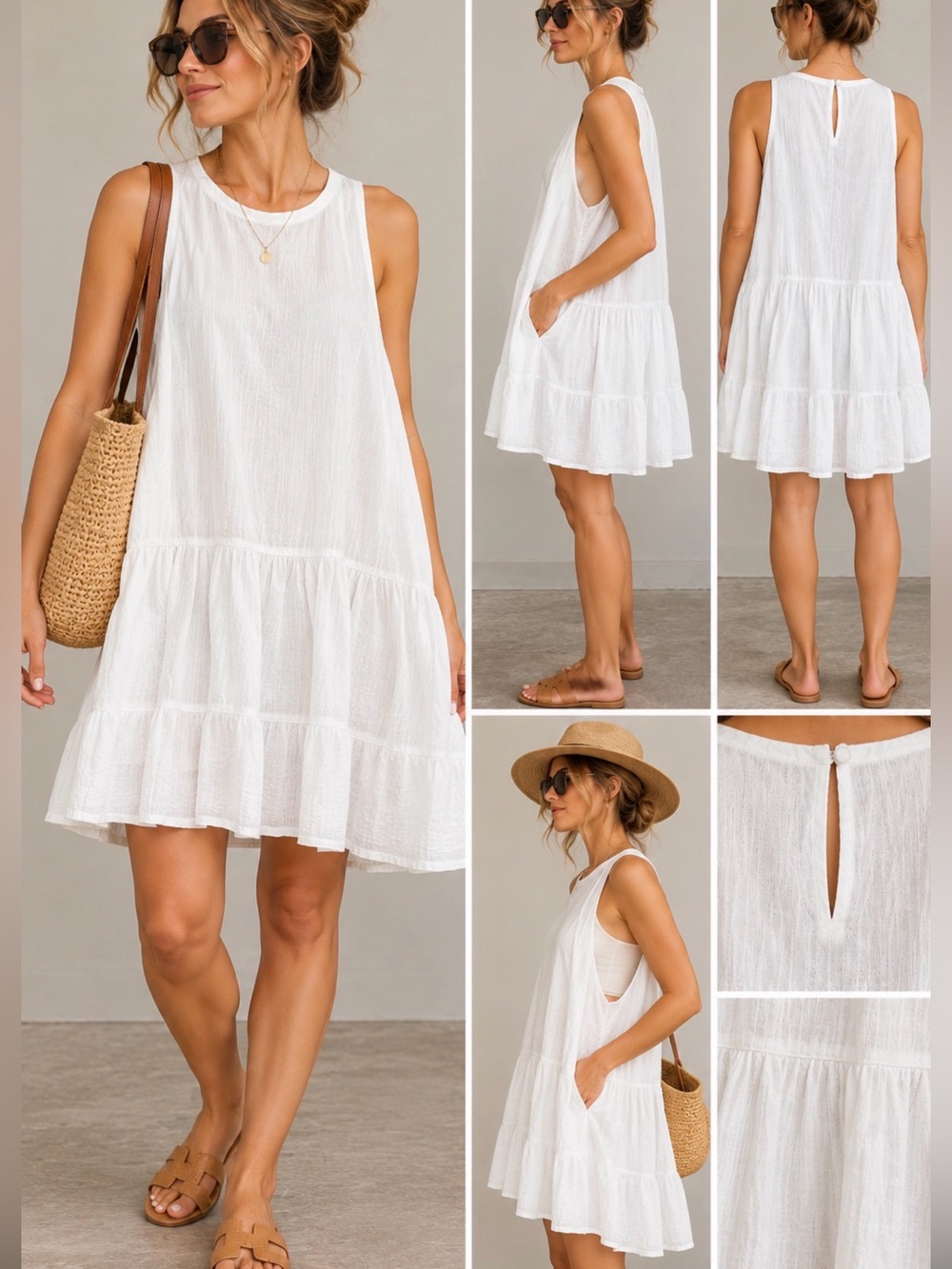 Free People women mini dress,White Sleeveless Size M